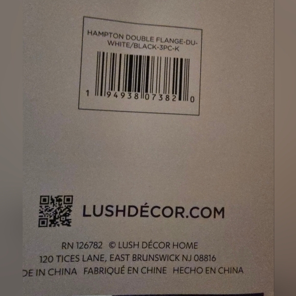 Lush Decor Hampton Embroidered Edge Cotton 3 Piece Duvet Cover Set King B&W - Picture 9 of 11